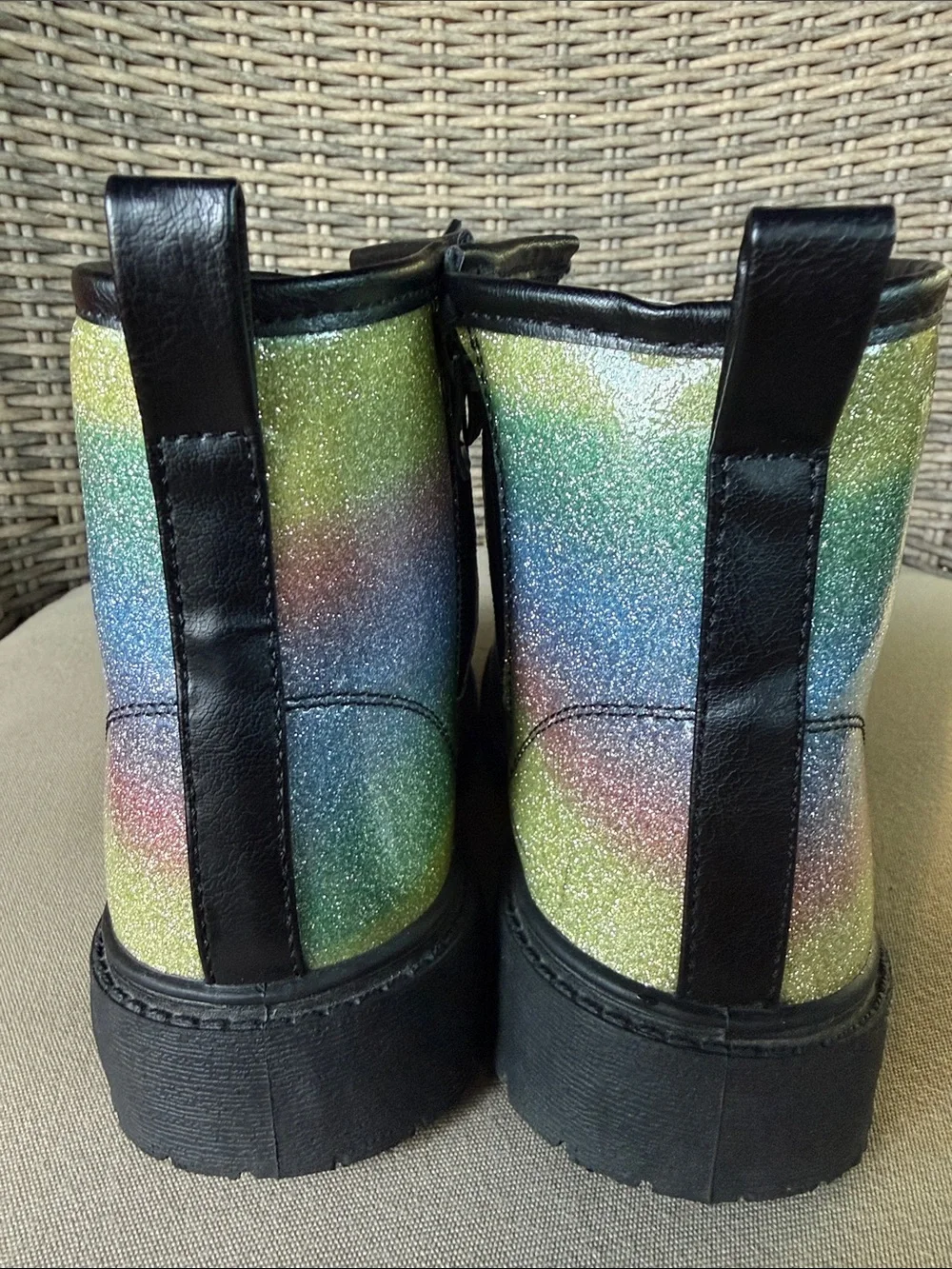 Marie Nicole Kids Rainbow Glitter Lace-Up Boots- Shimmer &Shine